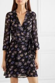 GANNI - Floral-print georgette mini wrap dress at Net A Porter